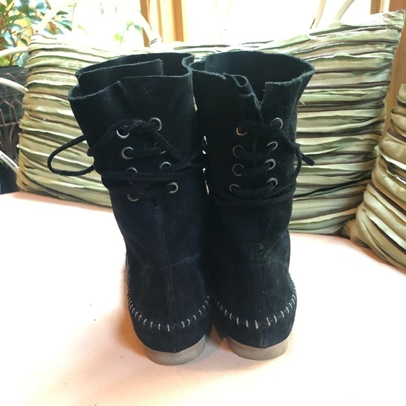 Steve Madden Lace Up Moccasin Boots Black Size 6 - Picture 5 of 9